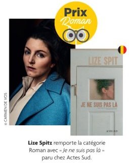 Lize Spit lauréate du "Prix de l'auteur belge 2023" !
