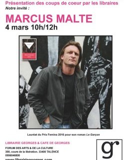 Venez rencontrer l'auteur Marcus Malte le 4 mars 2017