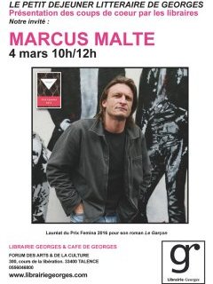 Venez rencontrer l'auteur Marcus Malte le 4 mars 2017